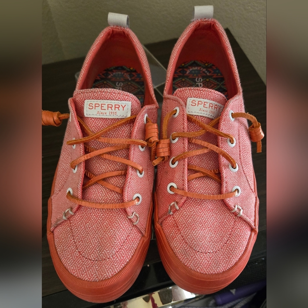 Sperry Women's Crest Vibe Pink Metallic Platform Sneakers STS87004